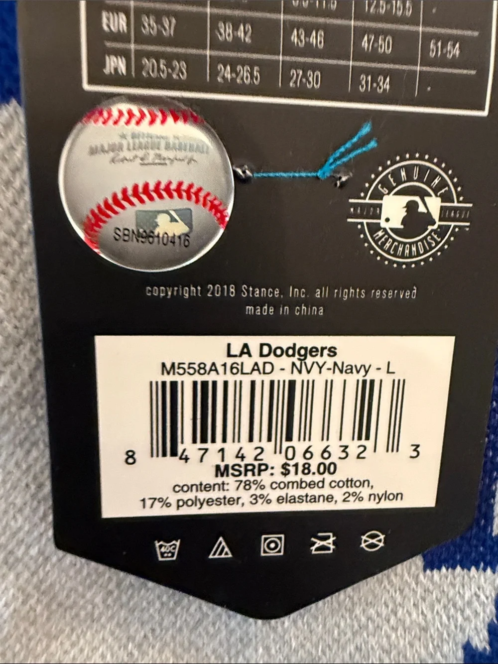 LA Logo Blue and Gray Athletic Crew Socks large